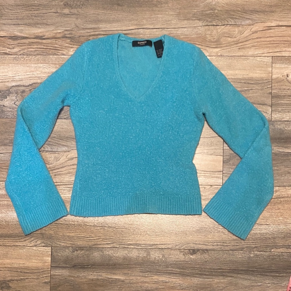 Express Turquoise V-Neck Sweater